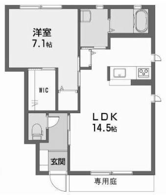 ボヌール針田(1LDK/1階)の間取り写真