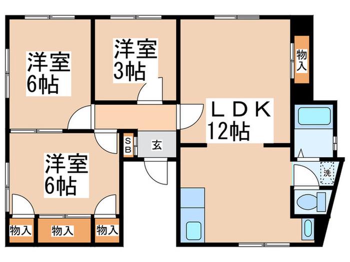 西村ビル(3LDK/4階)の間取り写真