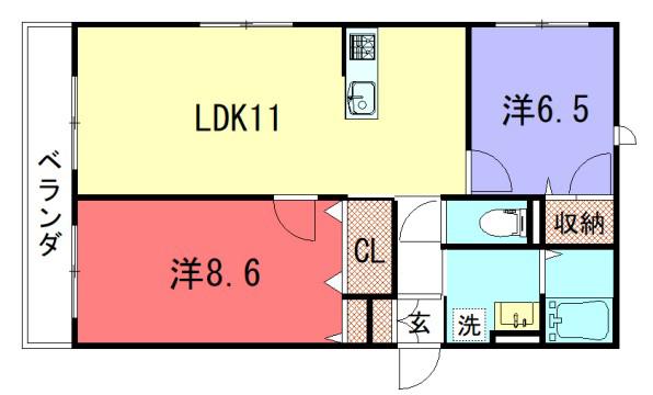 PARKSIDEYUKI(2LDK/1階)の間取り写真