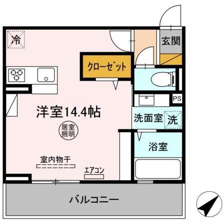 KENTA金田西(ワンルーム/3階)の間取り写真