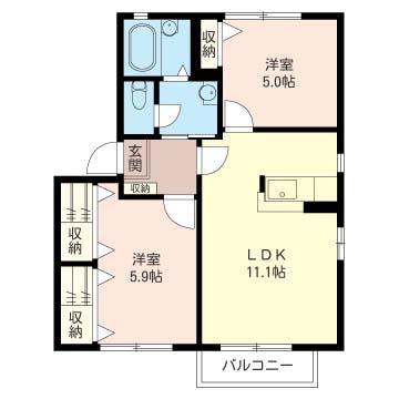 セピアコートM(2LDK/2階)の間取り写真