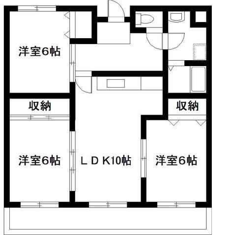 東大宮マンション(3LDK/2階)の間取り写真