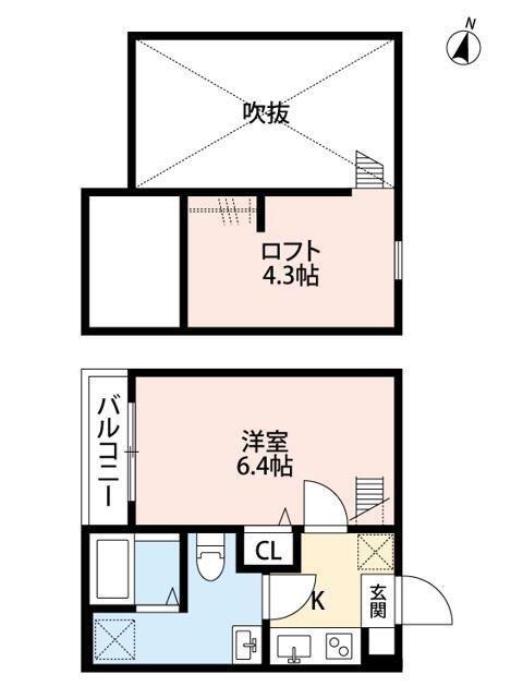 ガーデンオアシス(1K/2階)の間取り写真
