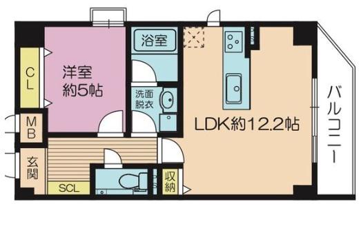 ゼクス九条(1LDK/5階)の間取り写真