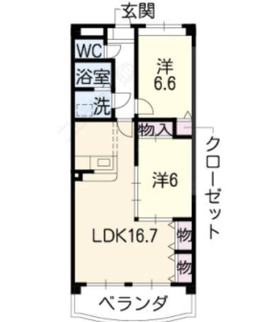 マッシモグローリア(2LDK/3階)の間取り写真