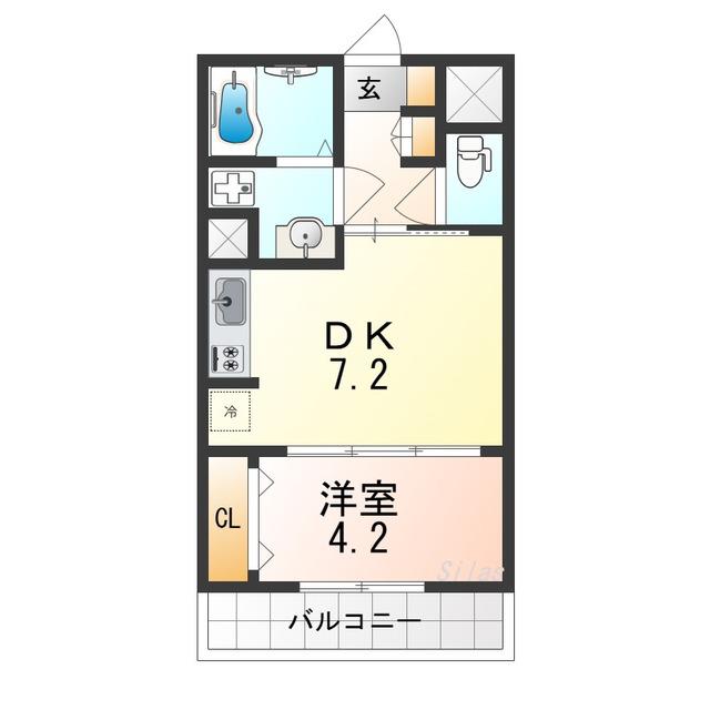 リアライズ長居公園通(1DK/4階)の間取り写真