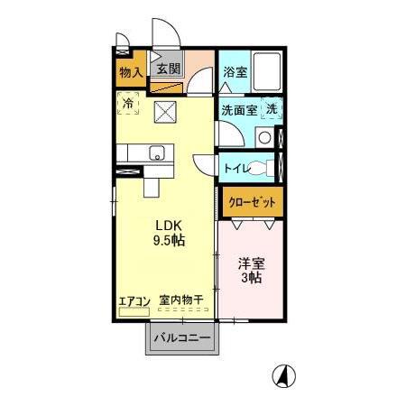 メゾンエスポワールAB(1LDK/1階)の間取り写真