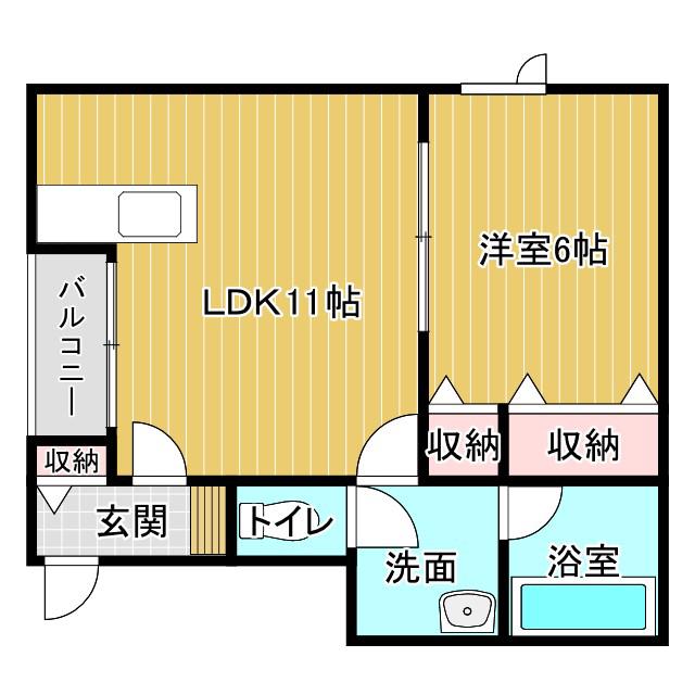 はまなすI(1LDK/1階)の間取り写真