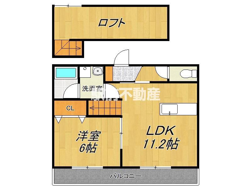 カーサ・シエント上峰(1LDK/2階)の間取り写真