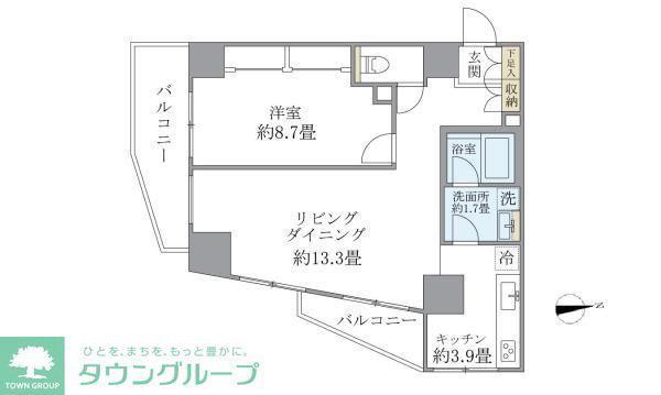 ISM石神井公園(1LDK/8階)の間取り写真