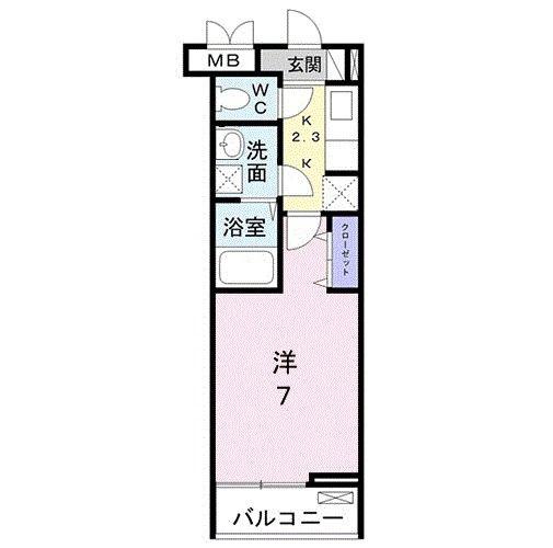 SUN HILLS M・J(1K/2階)の間取り写真