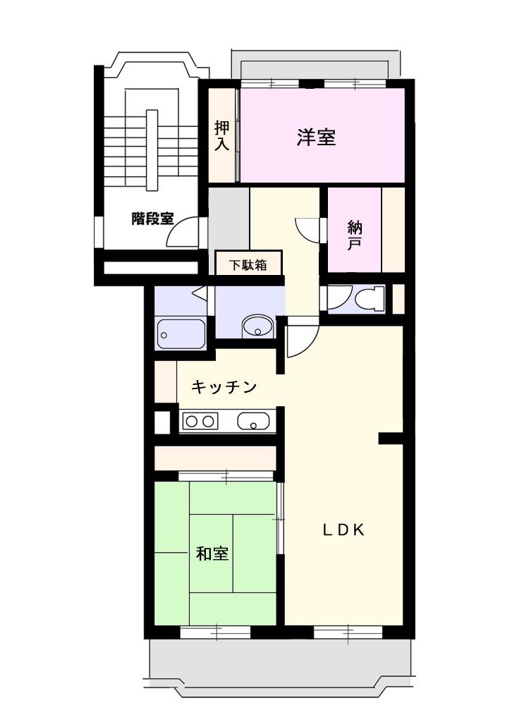ユーカリ五番町ハイツ(2SLDK/4階)の間取り写真