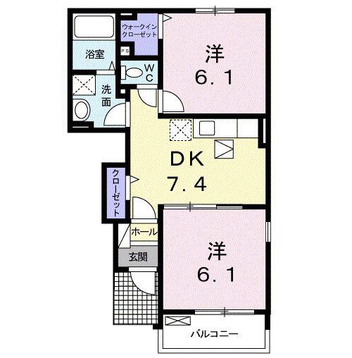 アヴァンツァートIII(2DK/1階)の間取り写真