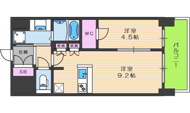 BPRレジデンス新梅田(1LDK/11階)の間取り写真