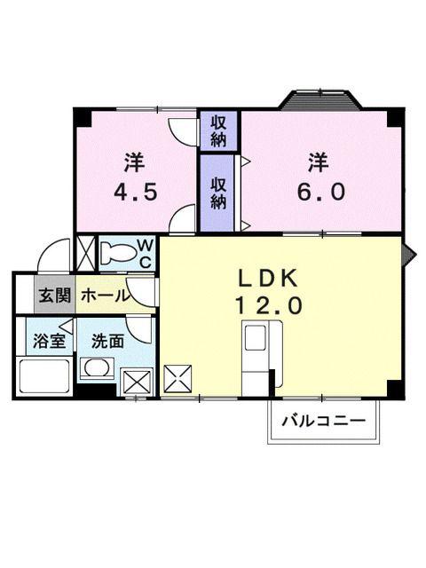 伊予鉄道郡中線 余戸駅 徒歩14分 2階建 築32年(2LDK/2階)の間取り写真