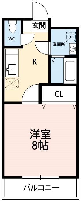シャトーリ牧御堂 A棟(1K/1階)の間取り写真