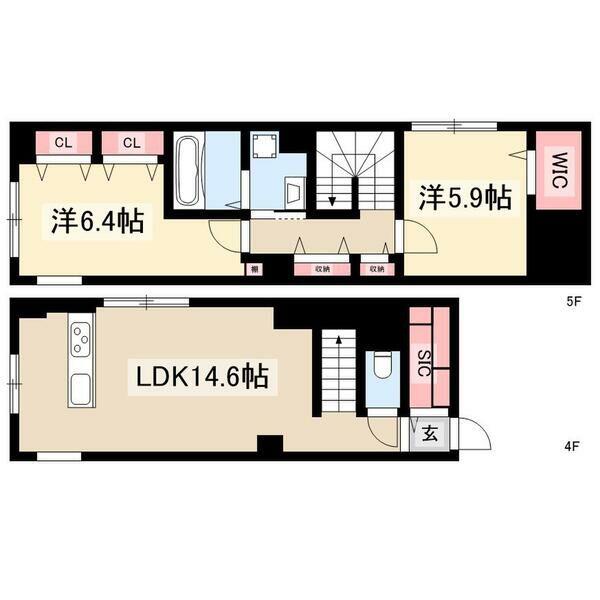 REFISIA太閤通(2LDK/4階)の間取り写真