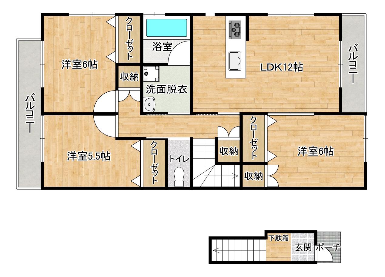 サニーコースト(3LDK/2階)の間取り写真