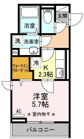 パレス国分寺(1K/3階)の間取り写真