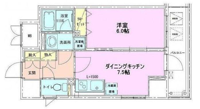 銀座レジデンス壱番館(1DK/12階)の間取り写真
