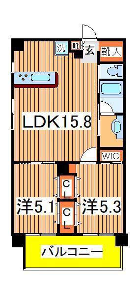 ART RESIDENCE IN OOTAKA-NO-MORI A棟(2LDK/1階)の間取り写真