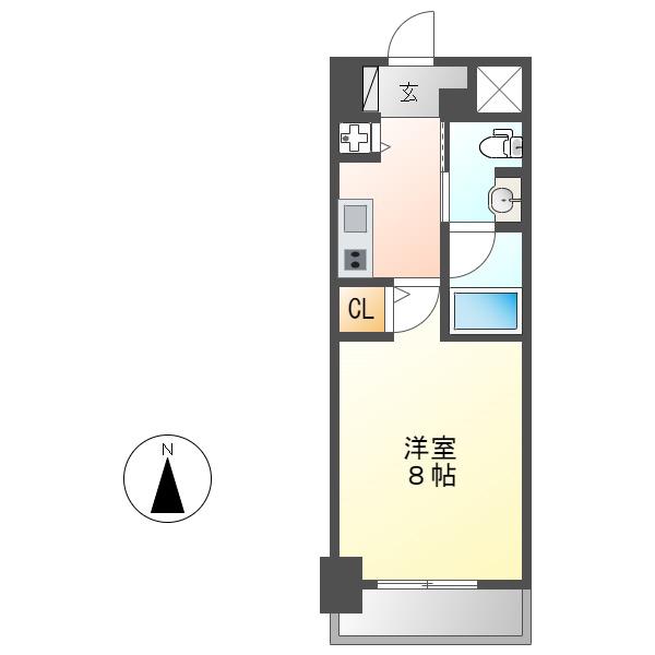 レジディア高岳(1K/2階)の間取り写真