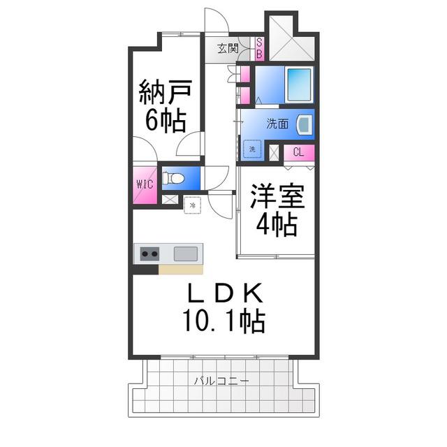 SOPHIA COURT宿院(1SLDK/4階)の間取り写真