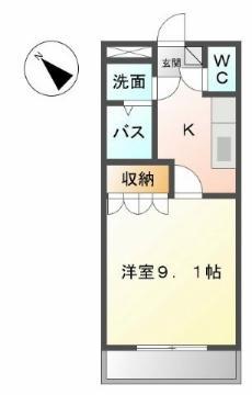 グランツII(1K/2階)の間取り写真