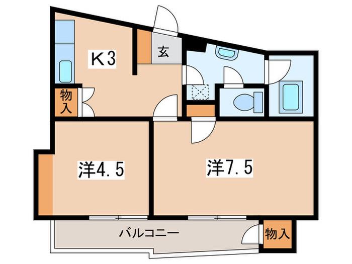 オーク室町(2K/3階)の間取り写真