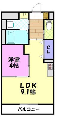 アニヴァーサリー27(1LDK/2階)の間取り写真