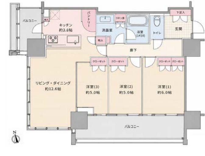 ブランズタワー芝浦(3LDK/11階)の間取り写真