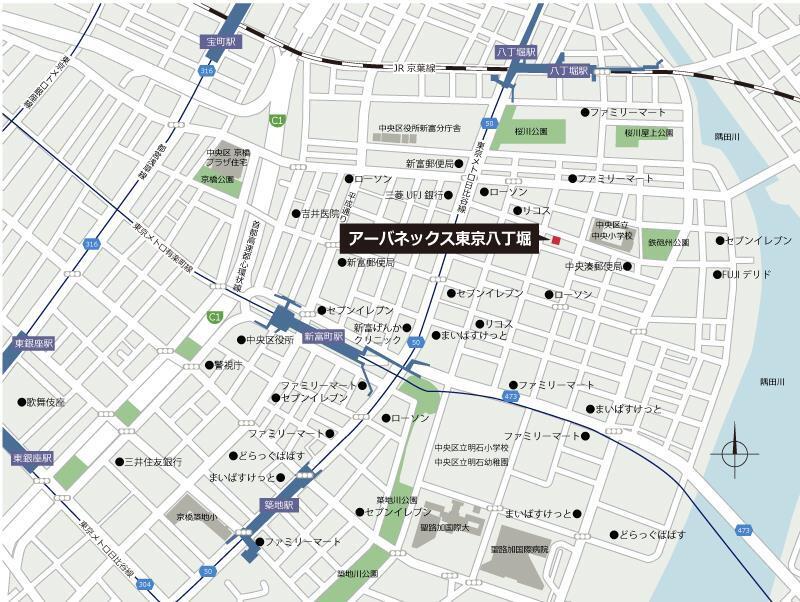 アーバネックス東京八丁堀(1DK/4階)の間取り写真