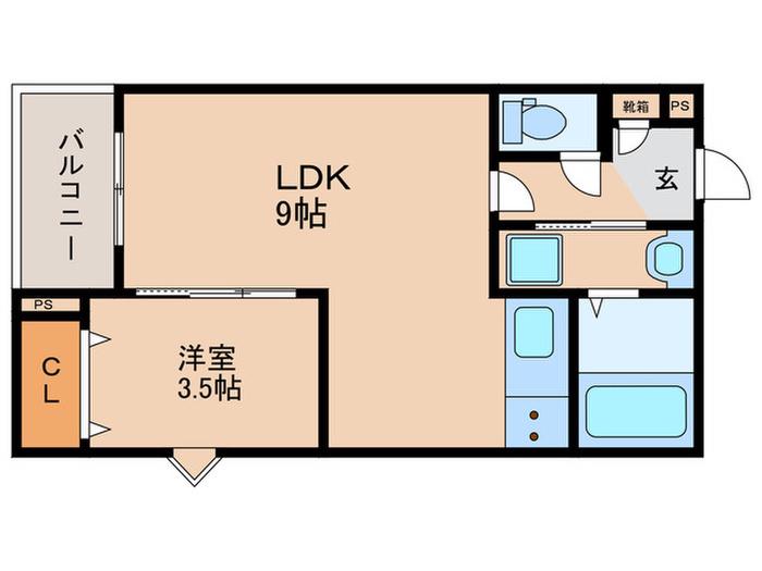 シエーナ川西美園(1LDK/2階)の間取り写真