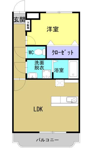NAGI西(1LDK/1階)の間取り写真