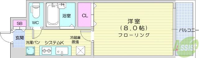 コンアモールⅠ(1K/1階)の間取り写真