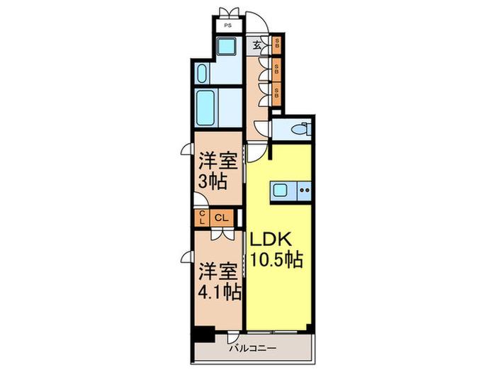 RJRプレシア蒲田(2LDK/2階)の間取り写真