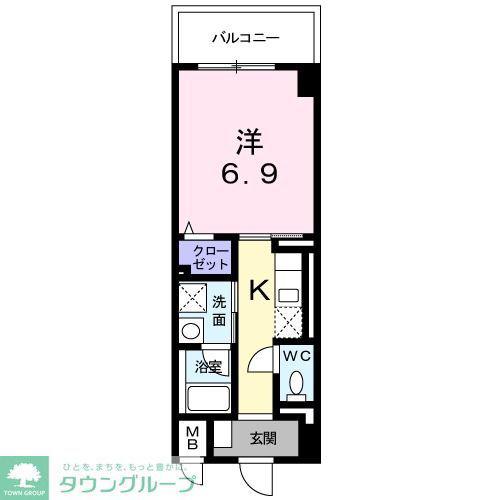 プレールヨコスカ(1K/4階)の間取り写真
