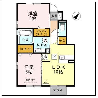 ディアコート浜道I(2LDK/1階)の間取り写真