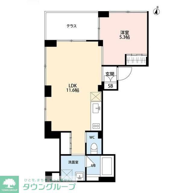 SOLUM世田谷砧(1LDK/1階)の間取り写真