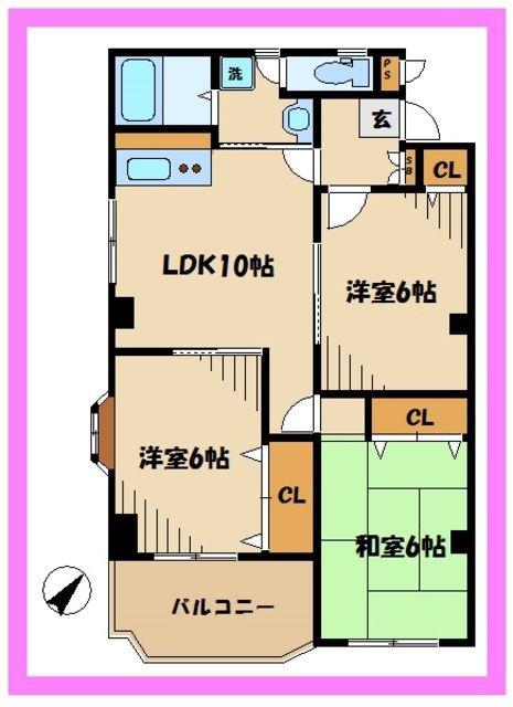 マルヨマンションⅢ(2SLDK/1階)の間取り写真