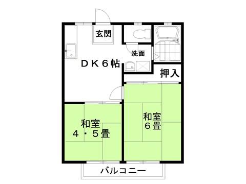 渡辺ハイツ(2DK/2階)の間取り写真