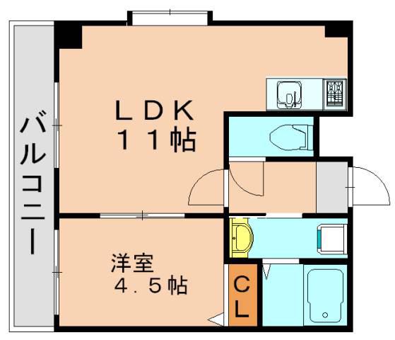 ヴォーヌンク博多駅東(1LDK/7階)の間取り写真