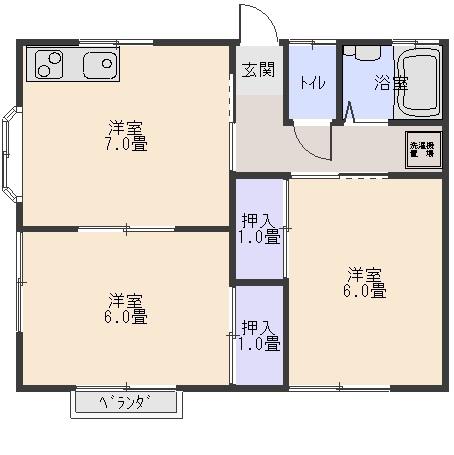 シェルパーク(2DK/2階)の間取り写真
