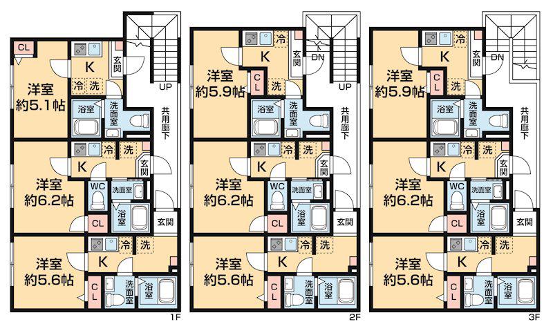 カーム・ヒル舟渡(1K/2階)の間取り写真