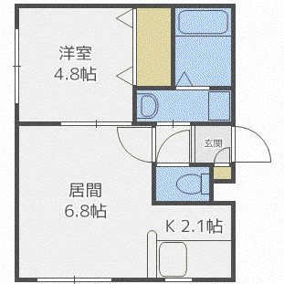 フェリーチェ北30条(1DK/1階)の間取り写真