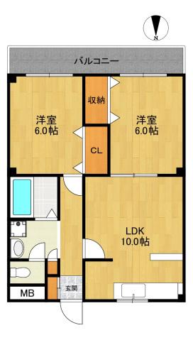 コスモタウン21(2LDK/1階)の間取り写真