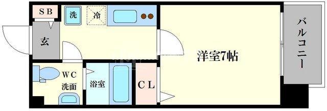 REI難波西(1K/6階)の間取り写真