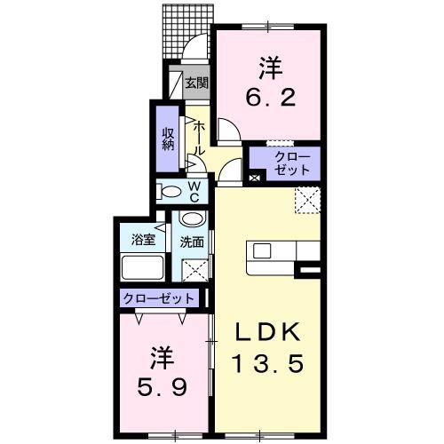 プレジール(2LDK/1階)の間取り写真