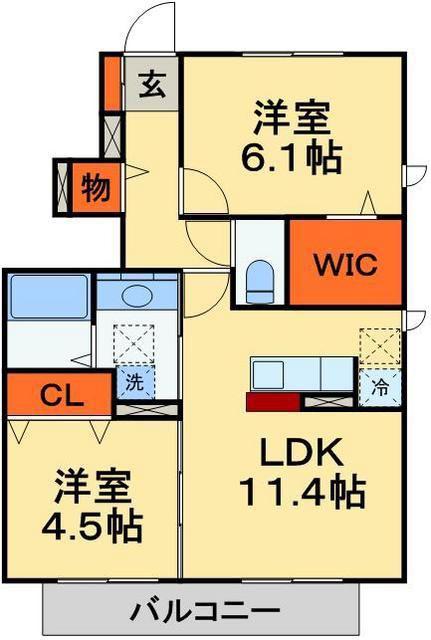 ハウス四季II(2LDK/1階)の間取り写真