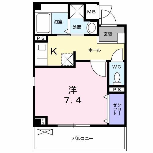 ウェザリア(1K/4階)の間取り写真